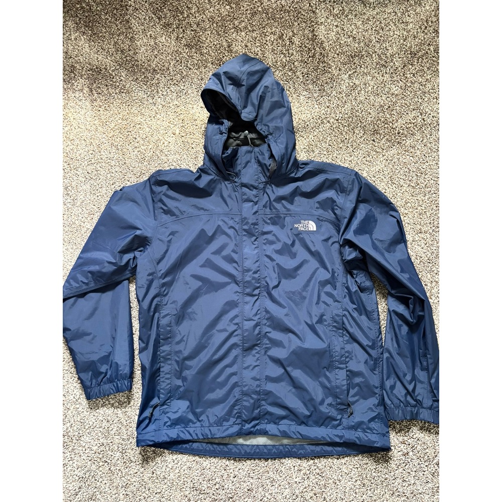 The North Face HyVent Rain Jacket Mens M Blue Ripstop Hooded Hiking Gorpcore